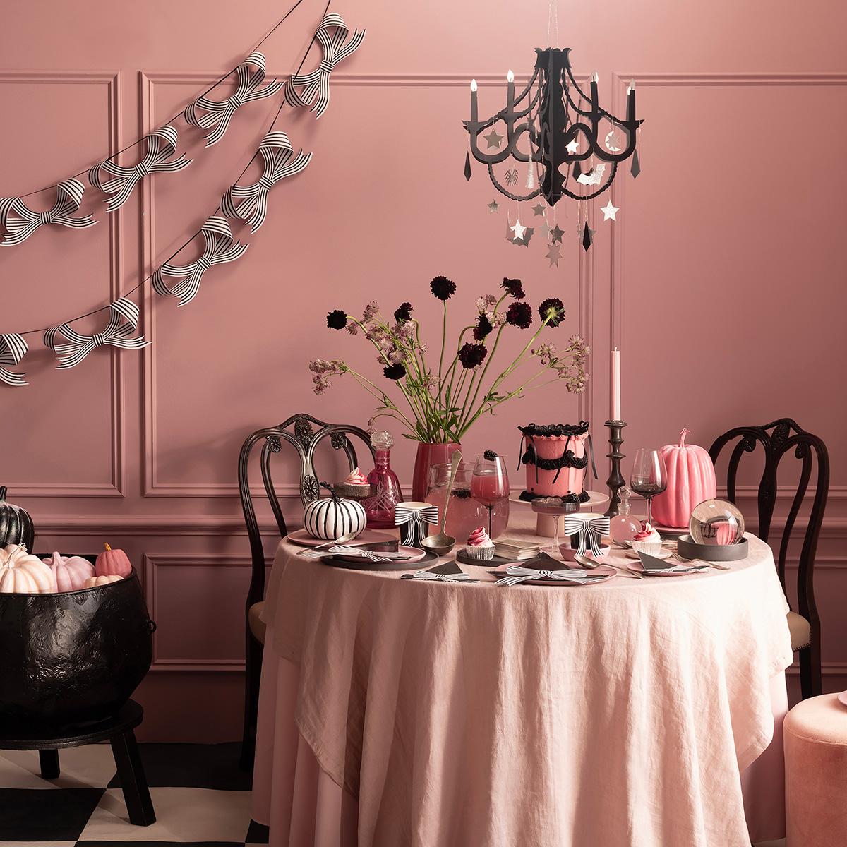 Black & White Stripy Bow Party Garland | Meri Meri Halloween Decorations Bunting Black & White Stripy Bow Party Garland