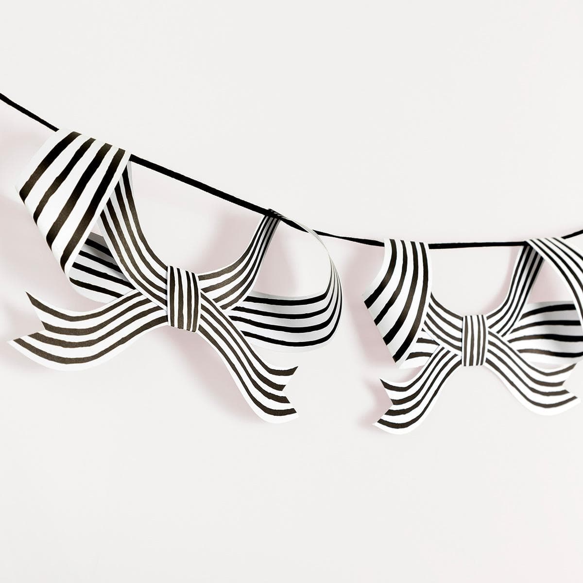 Black & White Stripy Bow Party Garland | Meri Meri Halloween Decorations Bunting Black & White Stripy Bow Party Garland