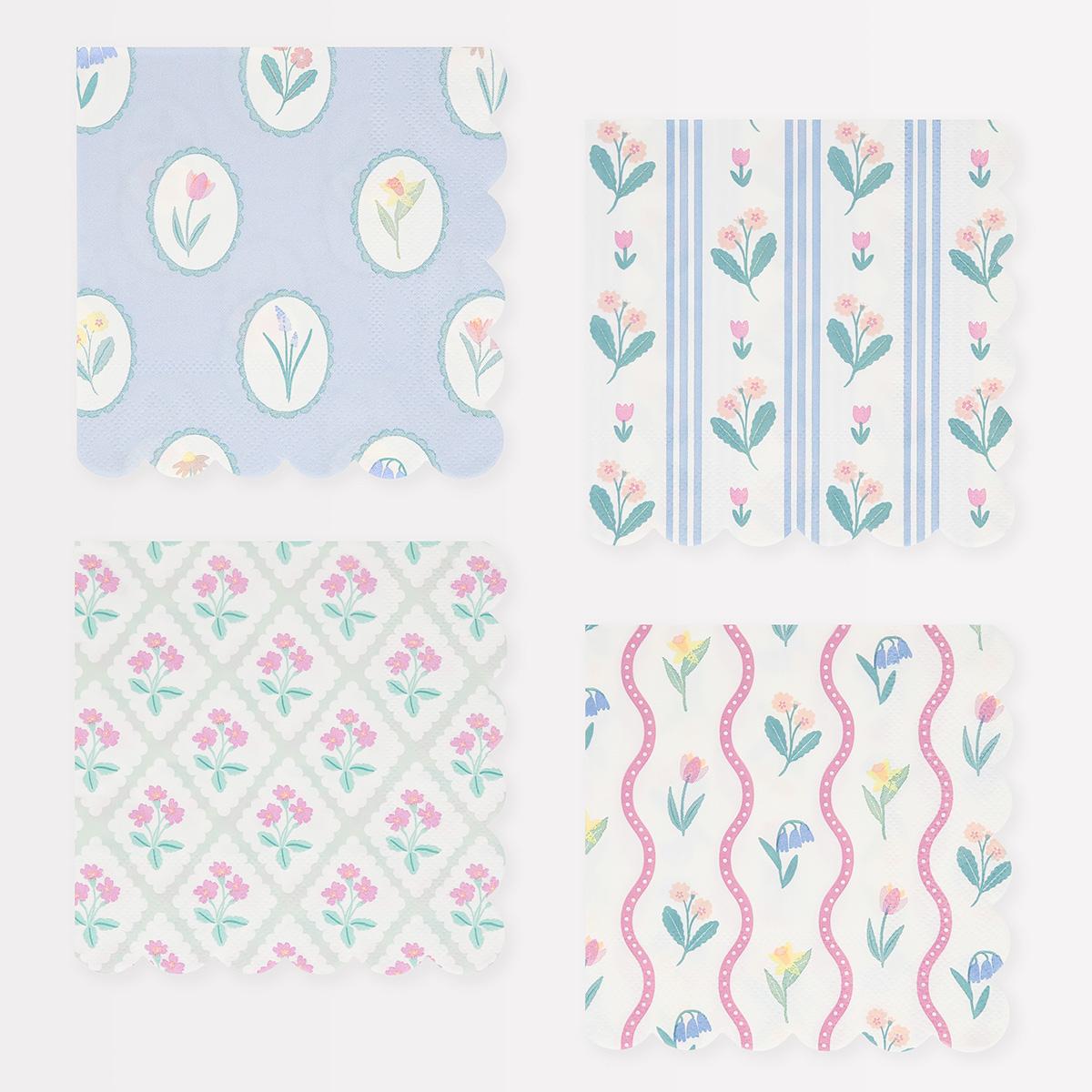 Bloomsbury Floral Small Party Napkins x 16 | Meri Meri party napkins Bloomsbury Floral Small Party Napkins x 16