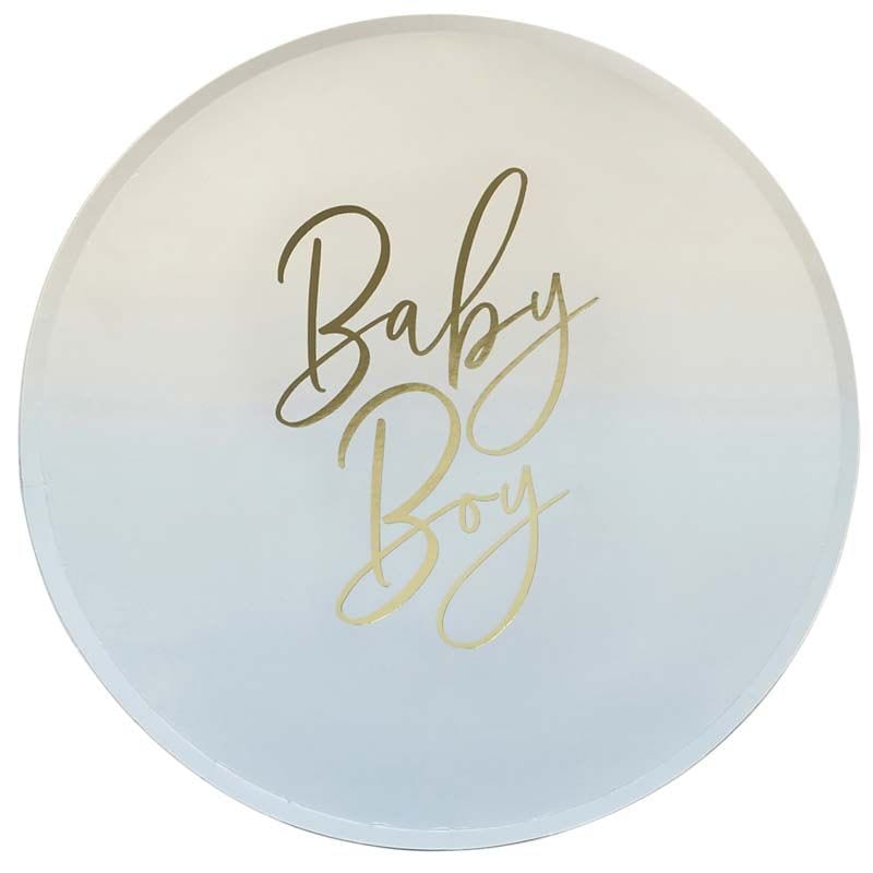 Blue Baby Boy Paper Plates x 8 - Baby Shower Supplies Disposable Plates Blue Baby Boy Paper Plates x 8