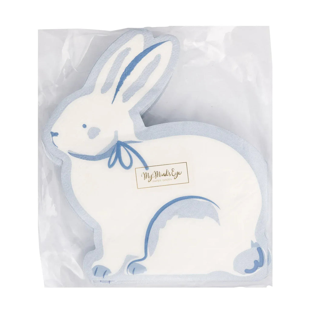 Blue Bunny Shaped Napkins x 24 Paper Napkins Blue Bunny Shaped Napkins x 24