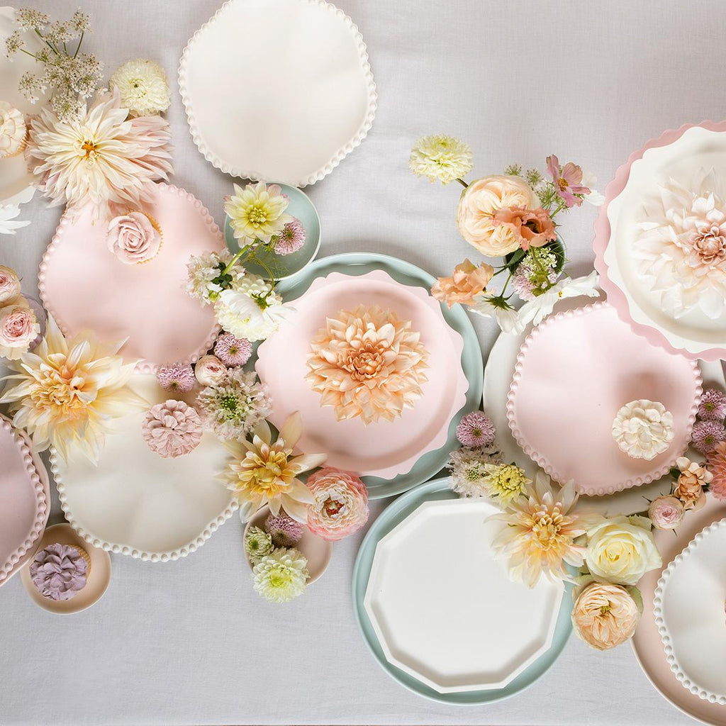 Blue Decorative Edge Compostable Side Party Plates x 8 | Meri Meri party plates Blue Decorative Edge Compostable Side Party Plates x 8