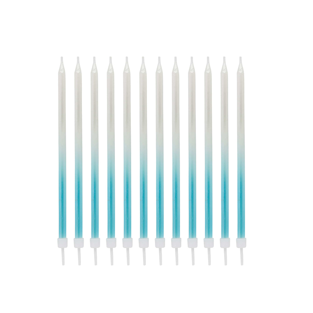 Blue Ombre Tall Skinny Candles - Pack of 12 - Birthday Cake Candles Birthday Candles Blue Ombre Tall Skinny Candles - Pack of 12