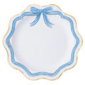 Bonjour Fete - Elegant Blue & Gold Bow Party Plates x 8 Disposable Plates Elegant Blue & Gold Bow Party Plates x 8