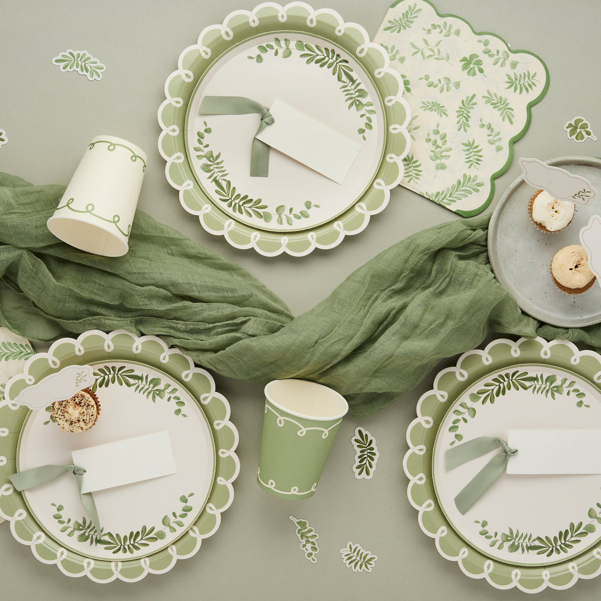 Botanical Party Sage Green Paper Cups x 8 party cups Botanical Party Sage Green Paper Cups x 8