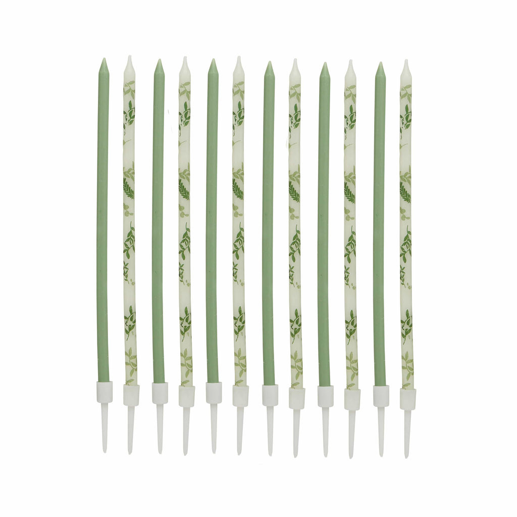 Botanical Party Tall Skinny Candles x 12 Birthday Candles Botanical Party Tall Skinny Candles x 12