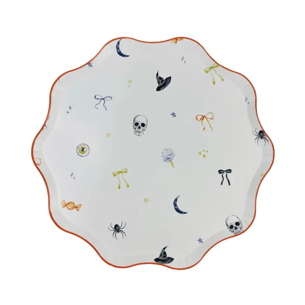 Bows & Boos Halloween Patterned Large Party Plates x 12 - Josi James Disposable Plates Bows & Boos Halloween Patterned Large Party Plates x 12