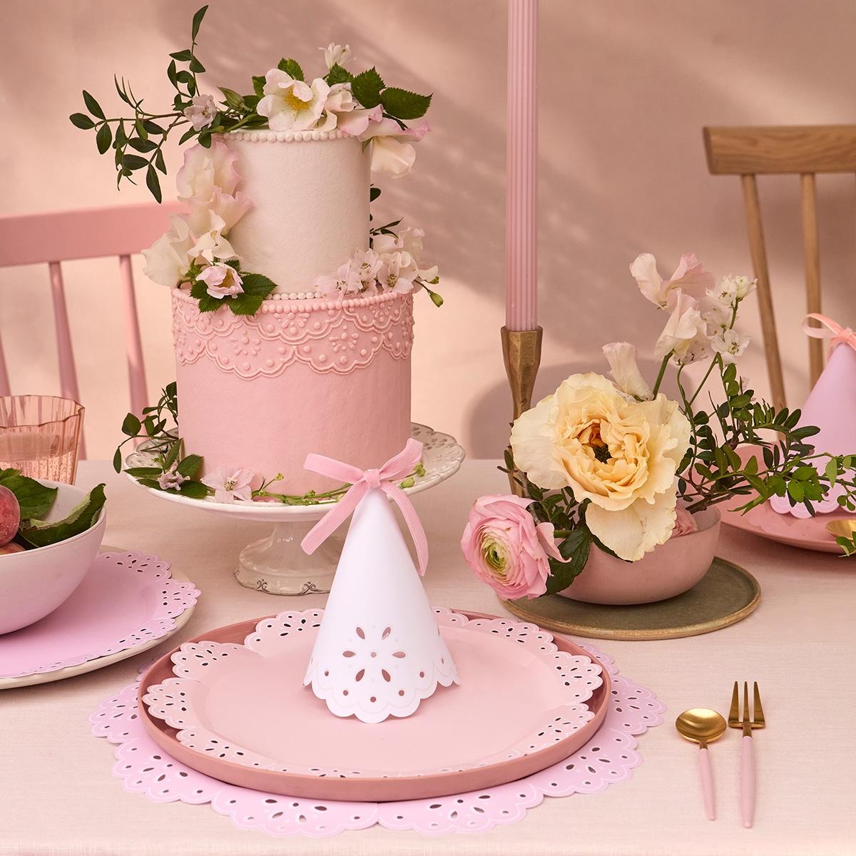 Broderie Anglaise Lace Party Hats x 8 | Meri Meri Party Hats Broderie Anglaise Lace Party Hats x 8