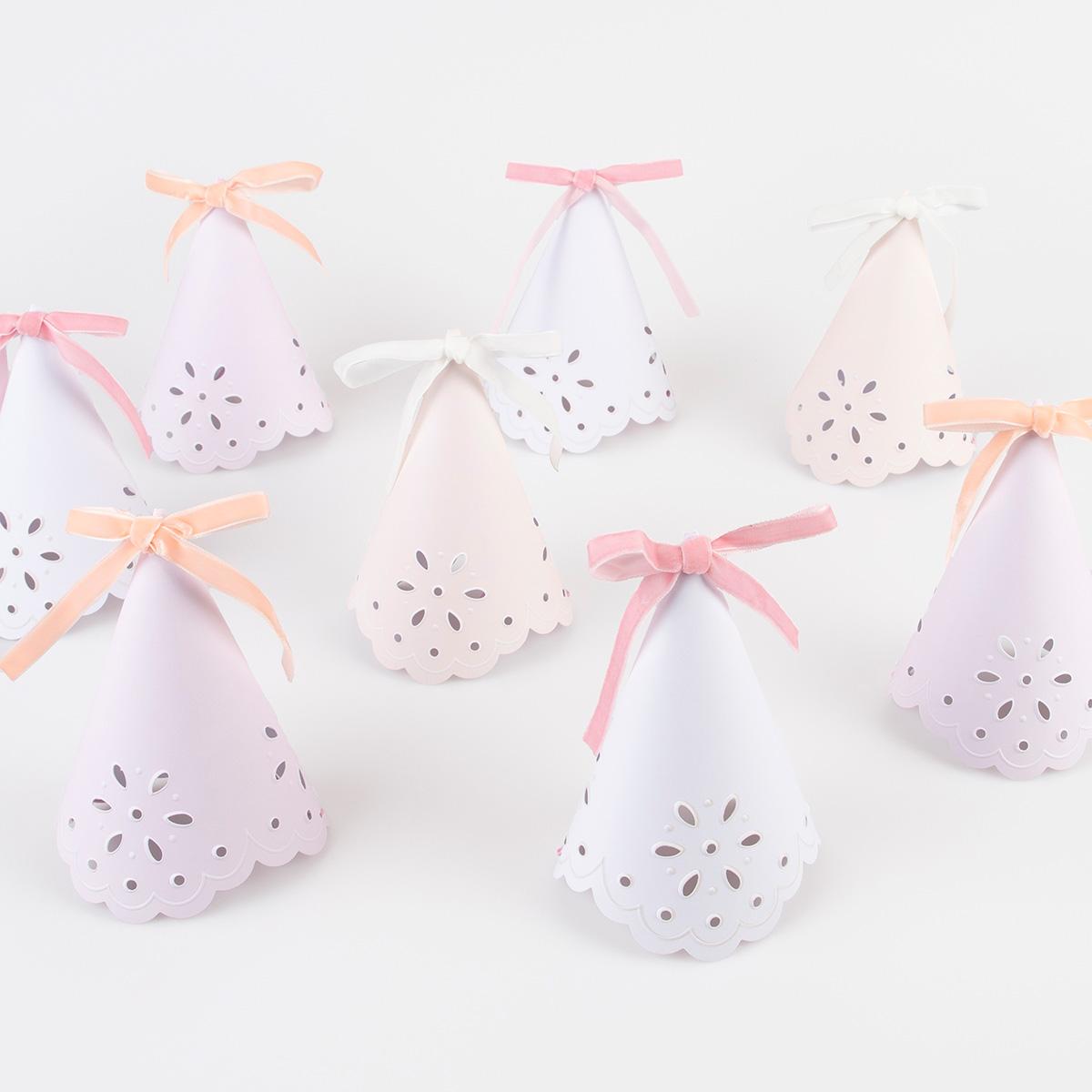 Broderie Anglaise Lace Party Hats x 8 | Meri Meri Party Hats Broderie Anglaise Lace Party Hats x 8