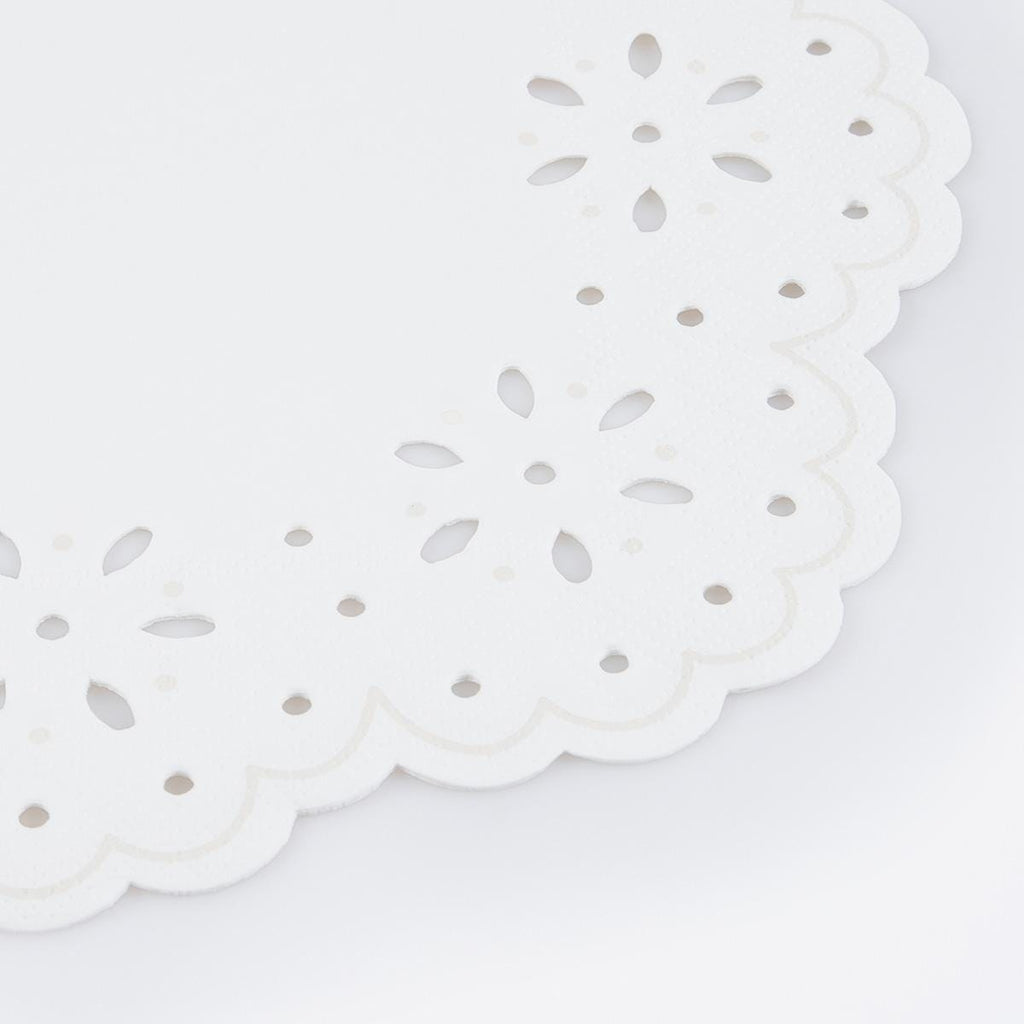 Broderie Anglaise Lace White Large Party Napkins x 16 | Meri Meri party napkins Broderie Anglaise Lace White Large Party Napkins x 16