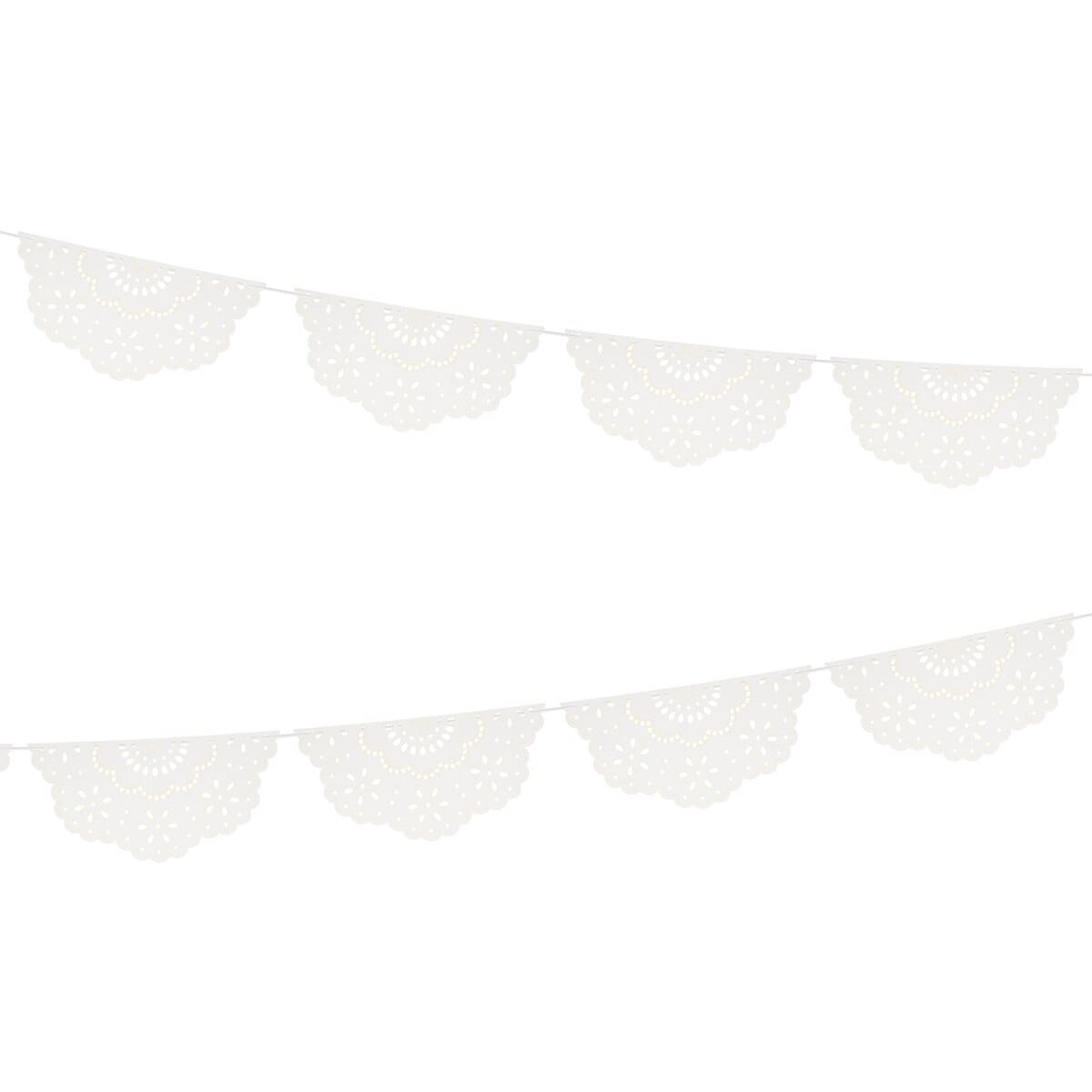 Broderie Anglaise Lace White Pennant Party Garland Bunting Broderie Anglaise Lace White Pennant Party Garland