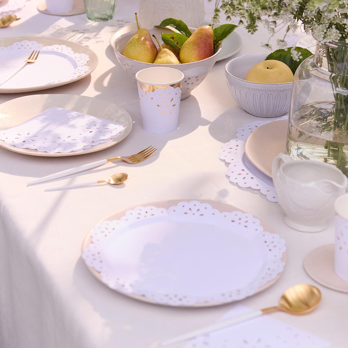 Broderie Anglaise Lace White Small Party Napkins x 16 | Meri Meri party napkins Broderie Anglaise Lace White Small Party Napkins x 16