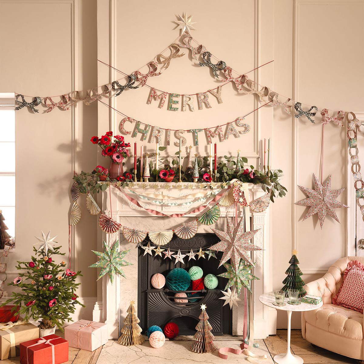 Meri Meri x Liberty Merry Christmas garland at By Wren