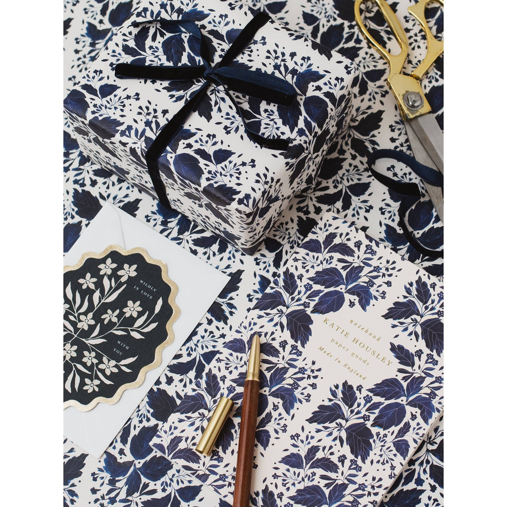 Blue Botanical Foiled A5 Lined Journal