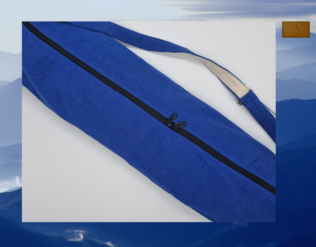 Cotton Linen Yoga Mat Bag - Royal Blue