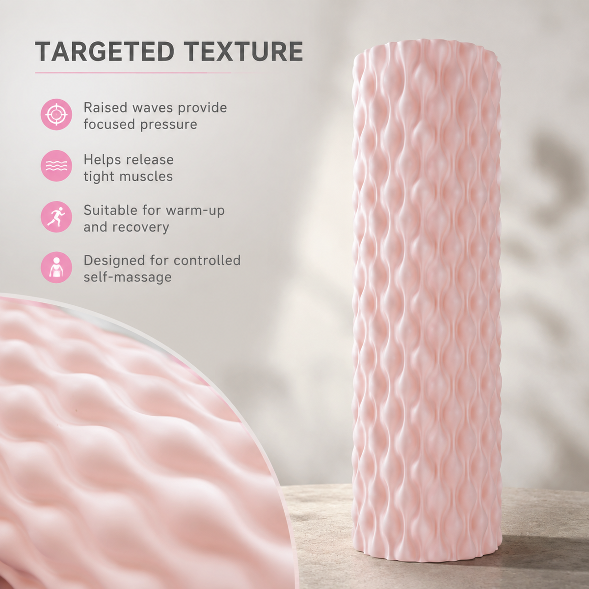 Wave-Textured Foam Roller - 45cm