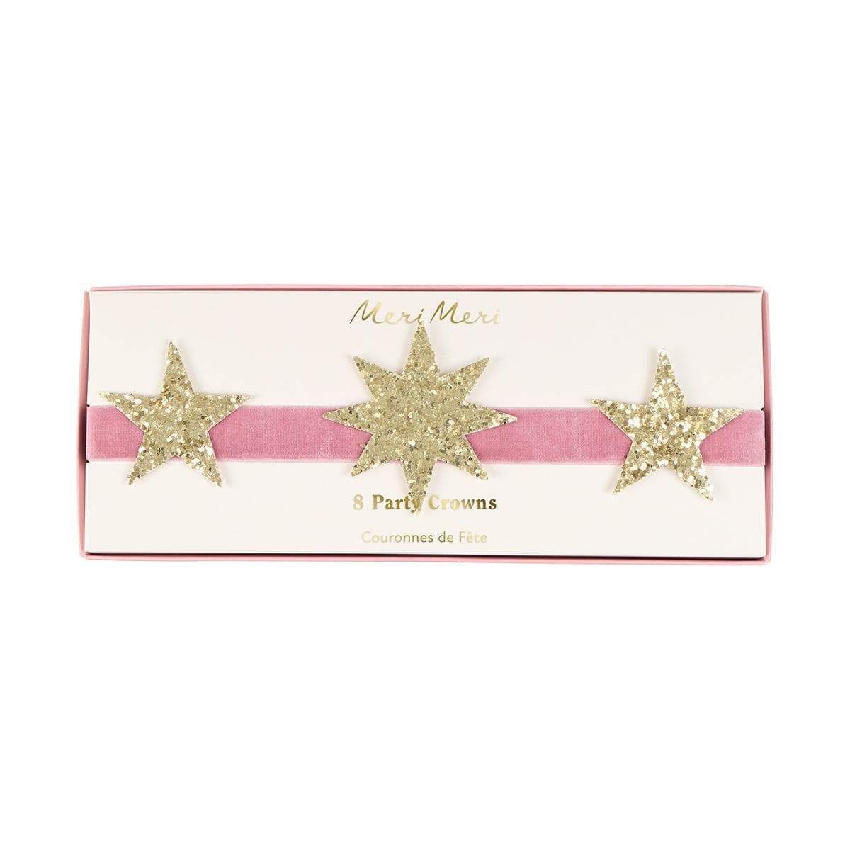 Celestial Glitter Star Party Crowns x 8 | Meri Meri Party Hats Celestial Glitter Star Party Crowns x 8
