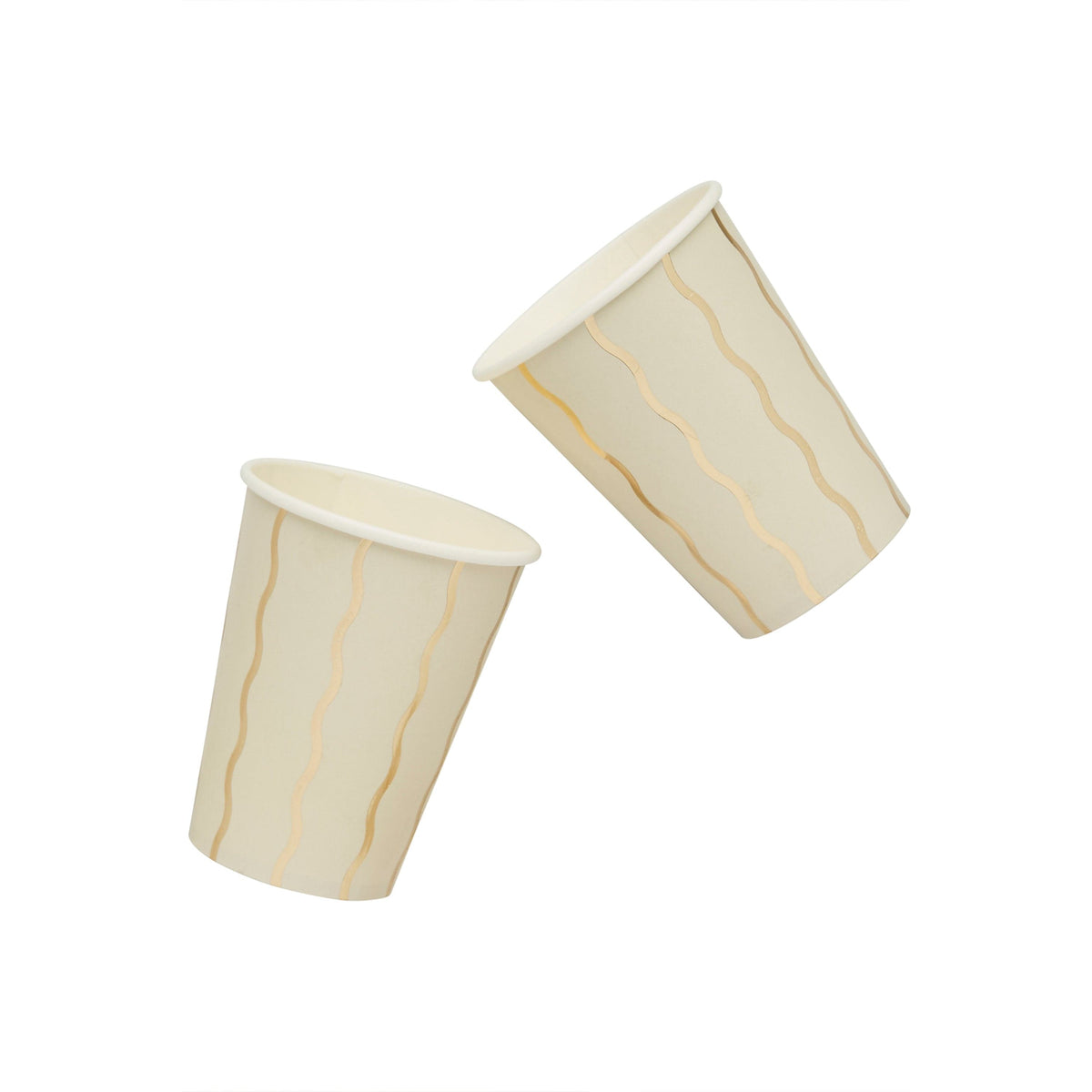 Champagne & Gold Wavy Party Cups x 8 Disposable Cups Champagne & Gold Wavy Party Cups x 8