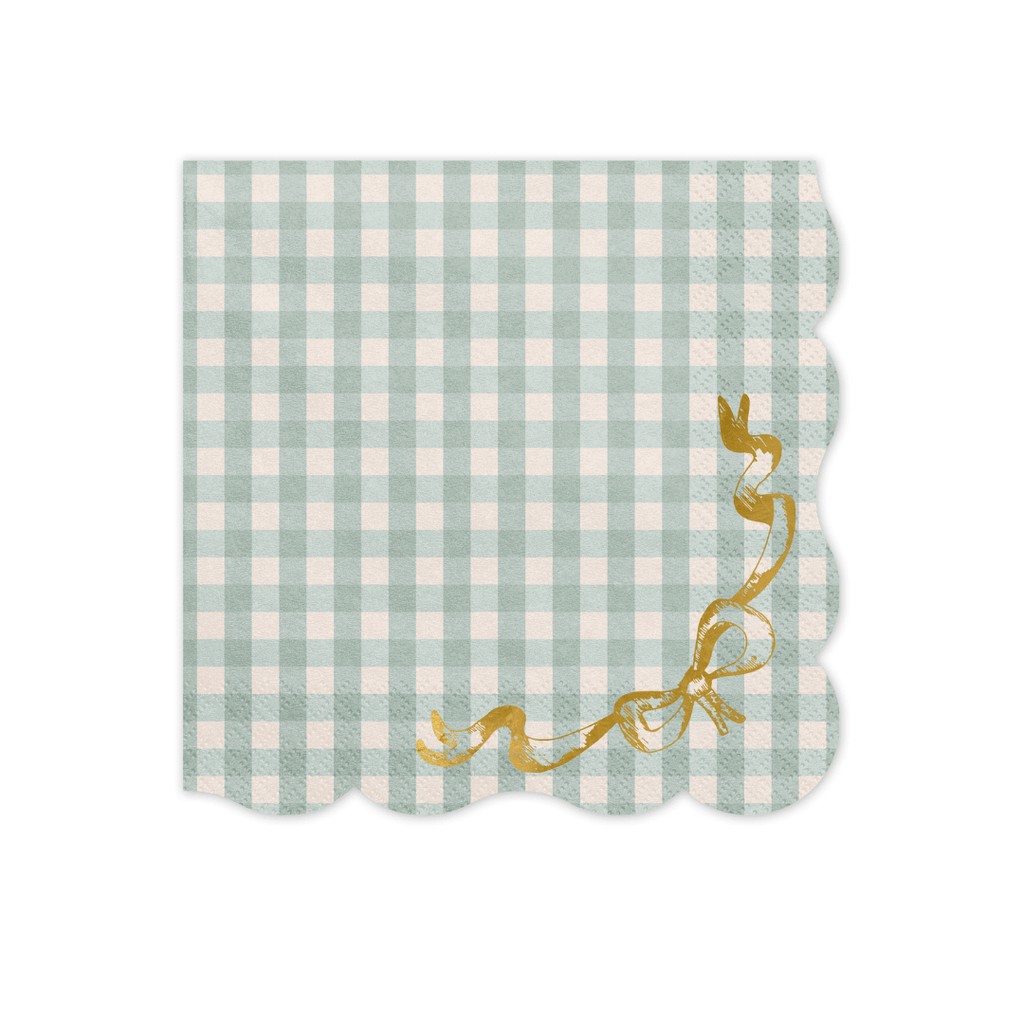 Checkered Green Ruffled Paper Napkins - Pack of 12 Paper Napkins Checkered Green Ruffled Paper Napkins - Pack of 12