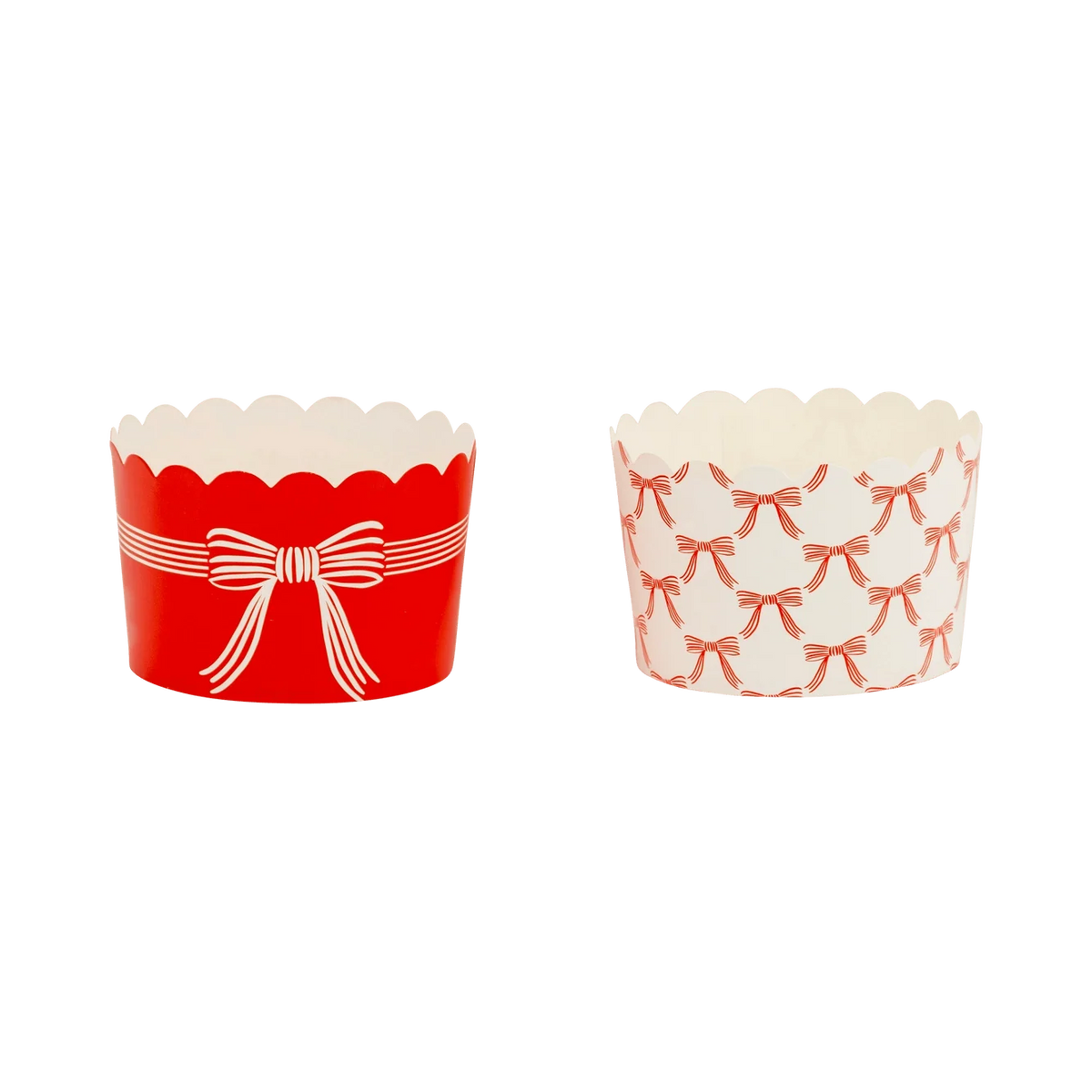 Christmas Bows Jumbo Red & Cream Baking Cups x 40 Disposable Plates Christmas Bows Jumbo Red & Cream Baking Cups x 40
