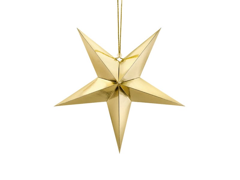 Christmas Decorations - Gold Paper Hanging Stars - 3 sizes available christmas decorations Gold Paper Hanging Stars - 3 sizes available