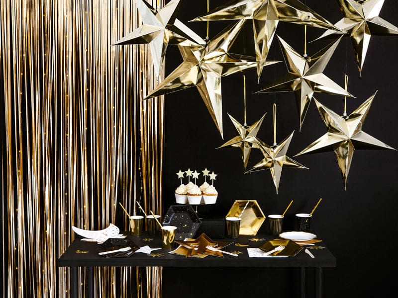 Christmas Decorations - Gold Paper Hanging Stars - 3 sizes available christmas decorations Gold Paper Hanging Stars - 3 sizes available