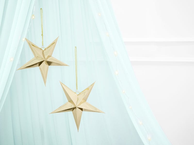 Christmas Decorations - Gold Paper Hanging Stars - 3 sizes available christmas decorations Gold Paper Hanging Stars - 3 sizes available