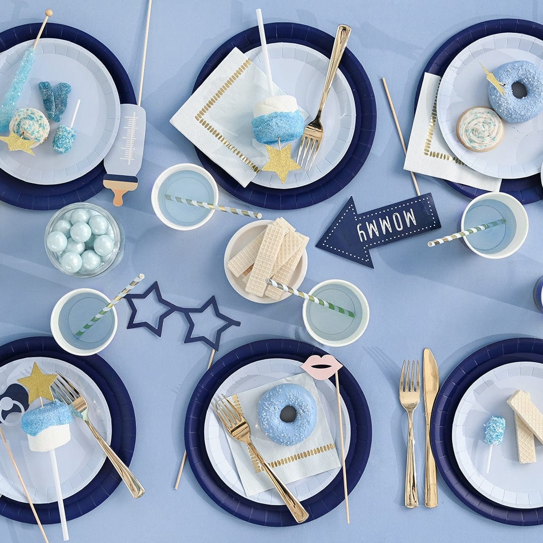 Coterie Party - Pale Blue Brushstroke Cocktail Napkins x 25 Paper Napkins Pale Blue Brushstroke Cocktail Napkins x 25