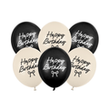 Cream & Black Bows Happy Birthday Balloons x 6 Balloons Cream & Black Bows Happy Birthday Balloons x 6