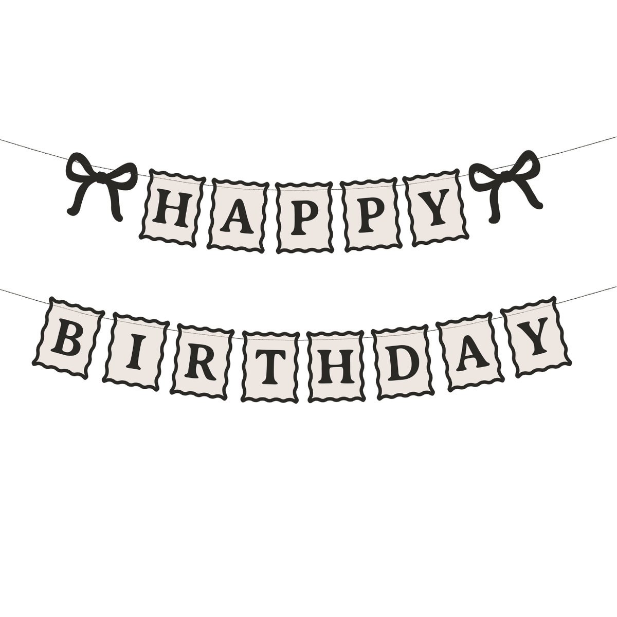 Cream & Black Bows Happy Birthday Banner Bunting Cream & Black Bows Happy Birthday Banner