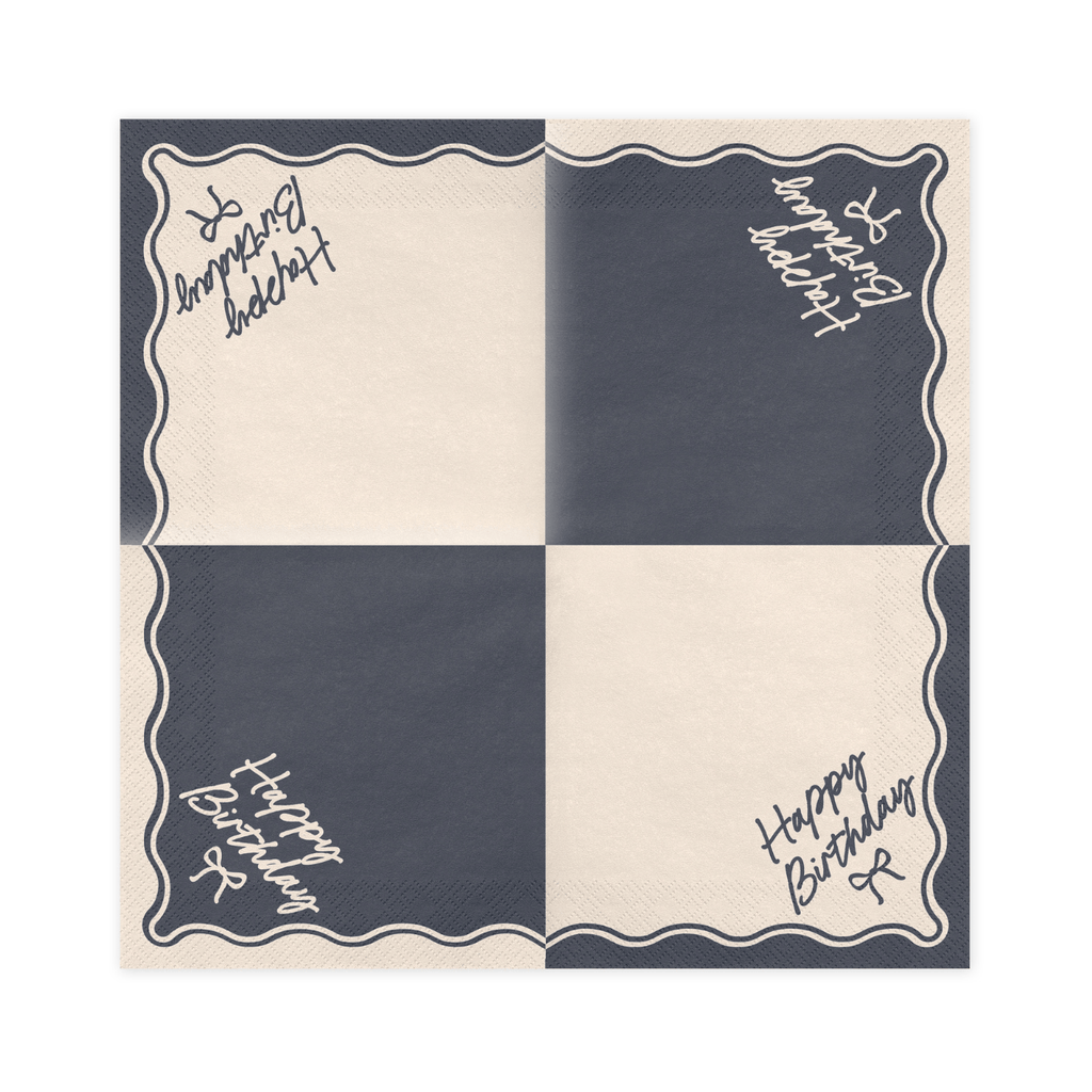 Cream & Black Bows Happy Birthday Party Napkins x 12 Paper Napkins Cream & Black Bows Happy Birthday Party Napkins x 12