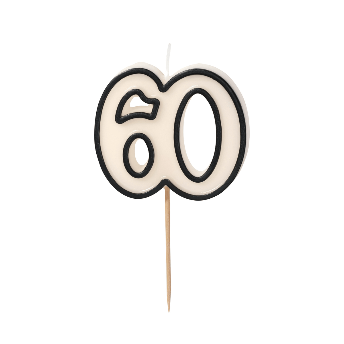 Cream & Black Number 60 Candle - 60th Birthday Cake Candles Birthday Candles Cream & Black Number 60 Candle