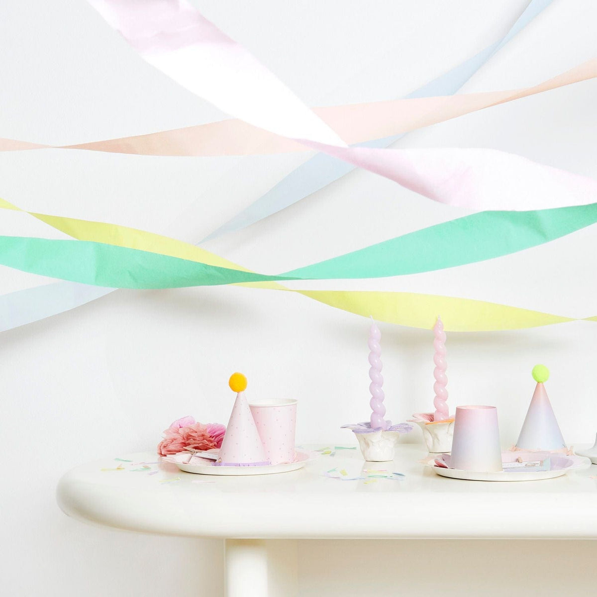 Crepe Paper Streamer Set - Pastels - Pastel Birthday Party streamers Crepe Paper Streamer Set - Pastel Mix