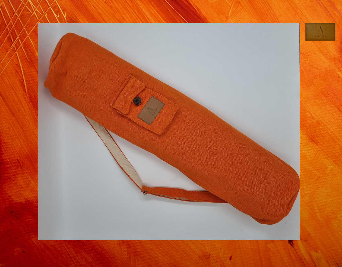 Cotton Linen Yoga Mat Bag - Orange