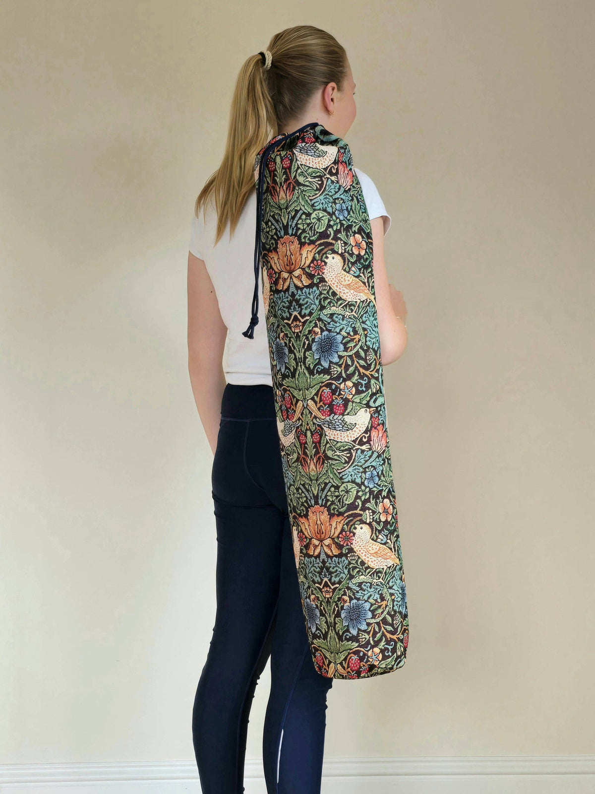 Tapestry Yoga & Pilates Mat Bag - Strawberry Thief Navy