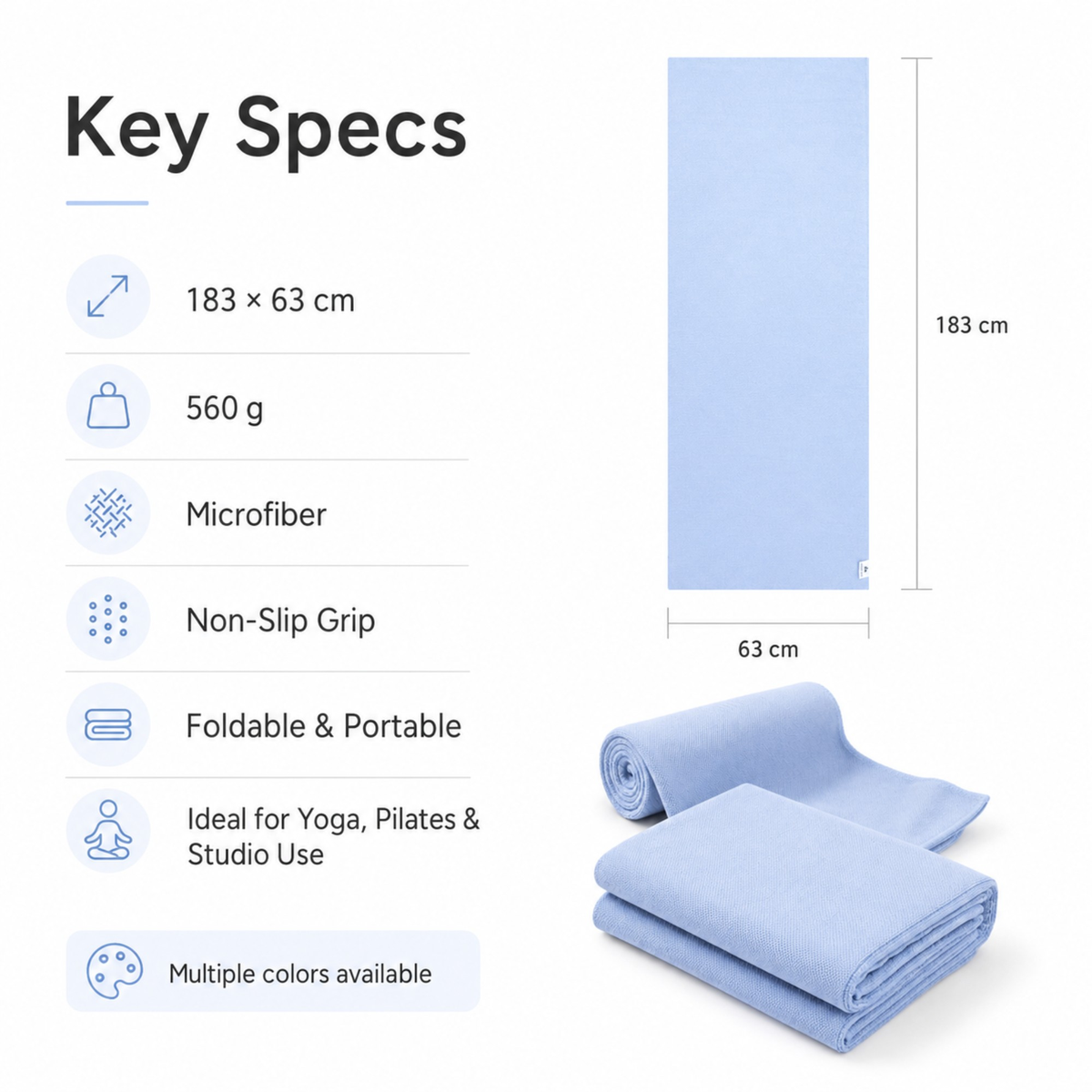 Non-Slip Microfibre Yoga Mat Towel
