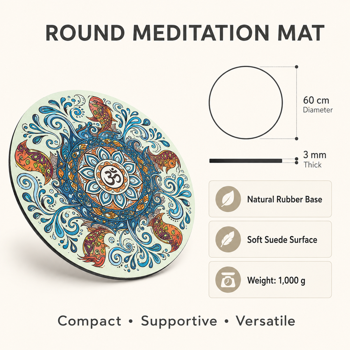 Round Mandala Meditation Mat