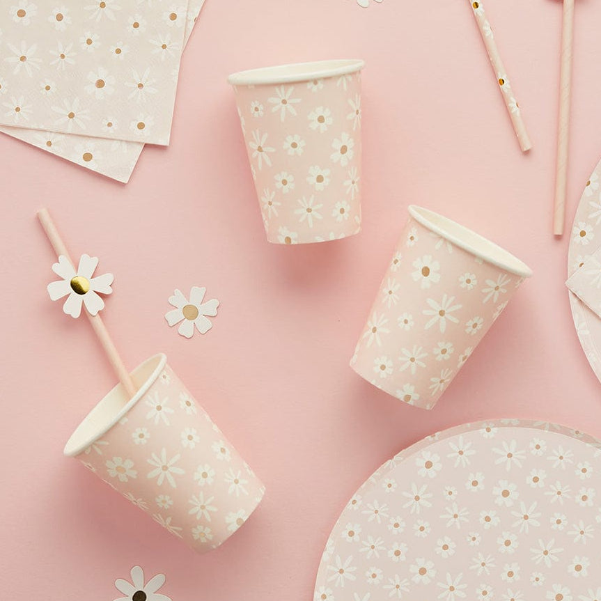 Daisy Floral Paper Cups (Pack of 8) - Daisy Party Tableware UK Paper Cup Daisy Floral Paper Cups (Pack of 8)