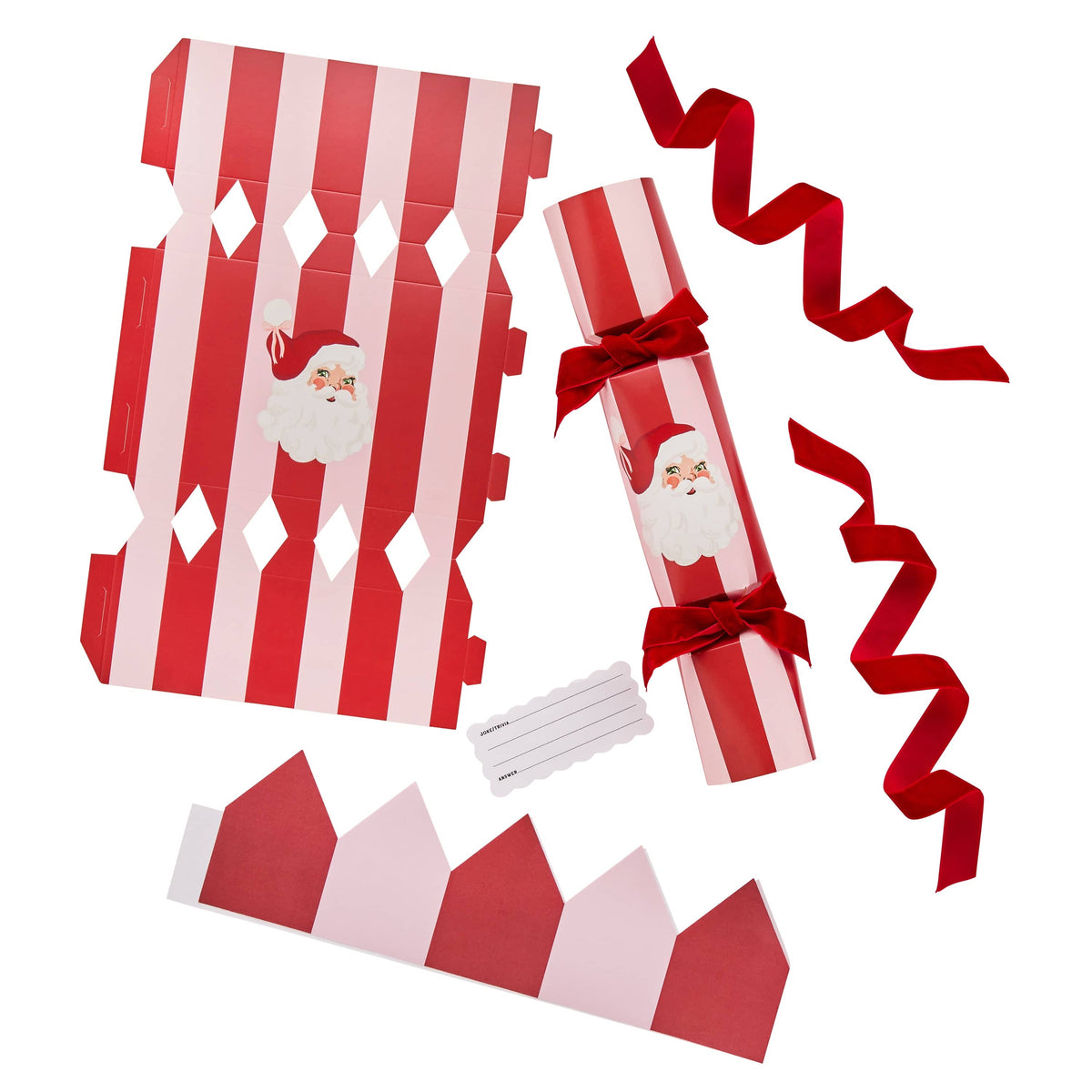 DIY Santa Crackers With Velvet Ribbon - Pack of 6 christmas crackers DIY Santa Crackers With Velvet Ribbon - Pack of 6