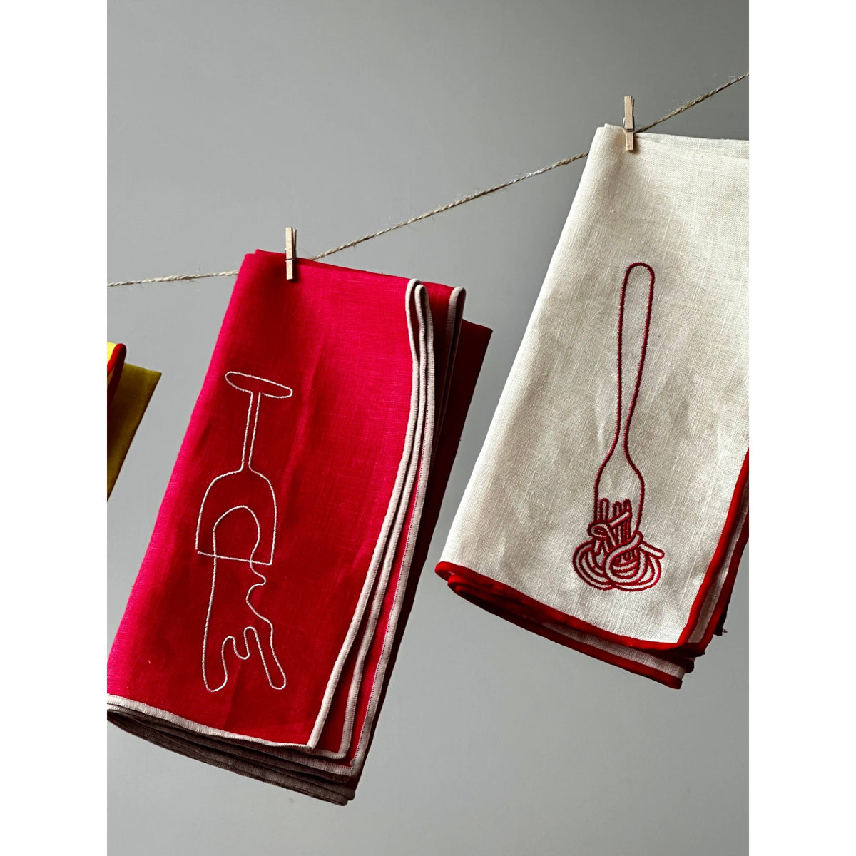 Linen Blend Napkins - Spaghetti, Set of 2