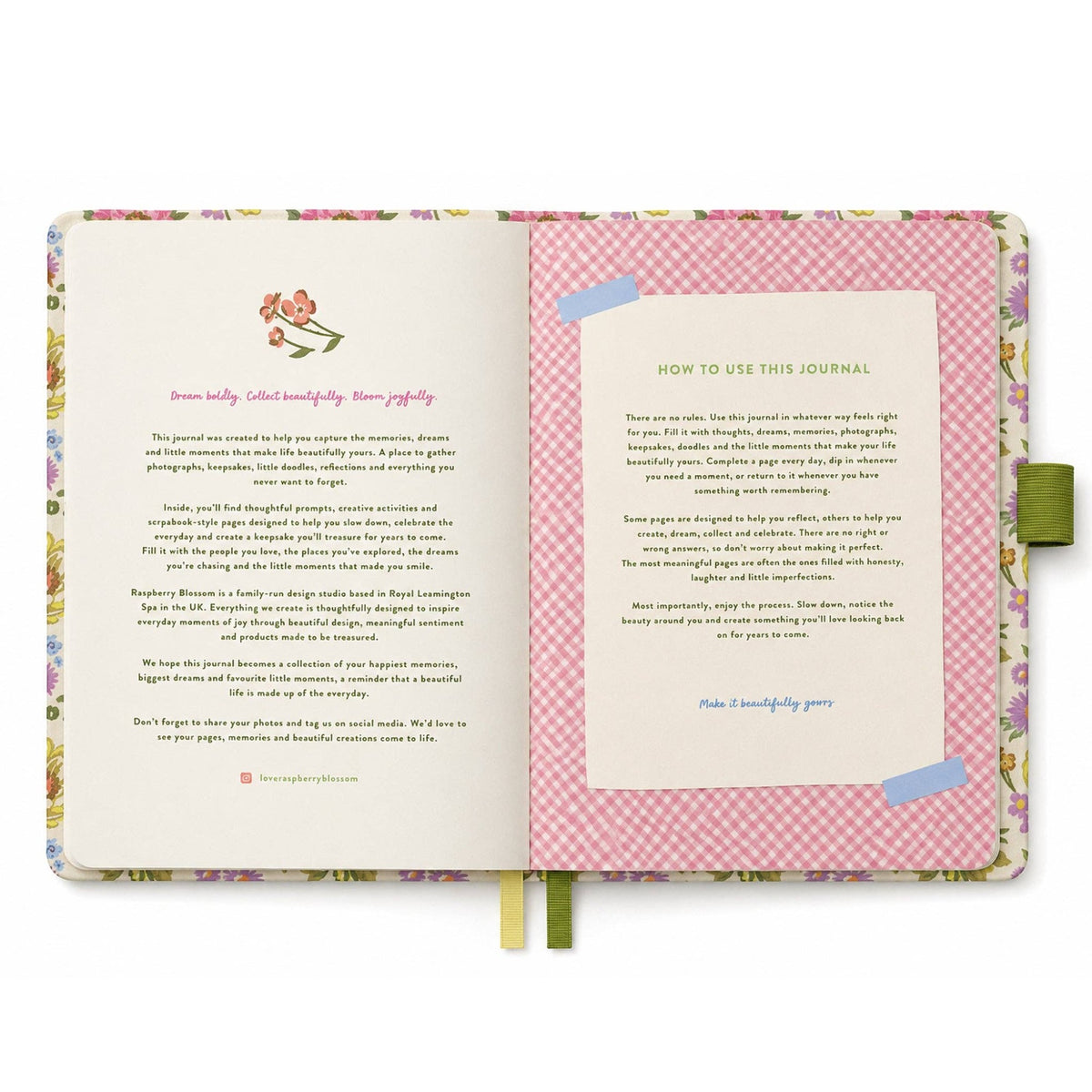 Raspberry Blossom Striped Journal