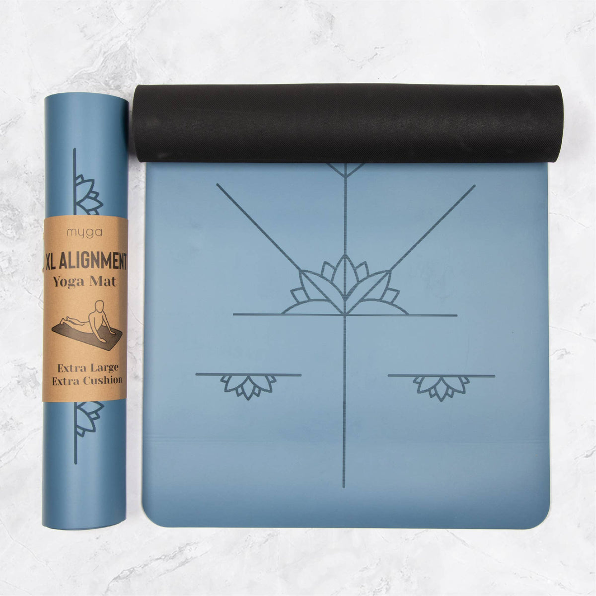 Myga Extra Large Alignment Yoga Mat - Blue