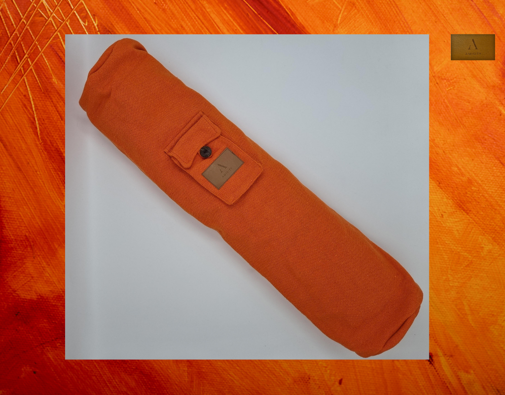 Cotton Linen Yoga Mat Bag - Orange