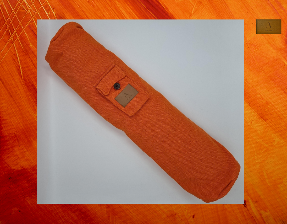 Cotton Linen Yoga Mat Bag - Orange