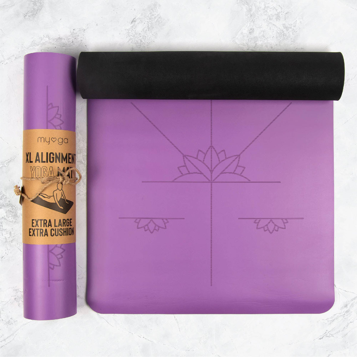 Myga Extra Large Alignment Yoga Mat - Purple