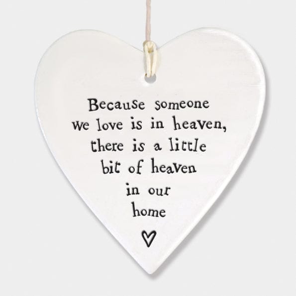 ornament East of India "Because someone we love" Porcelain Heart Decoration
