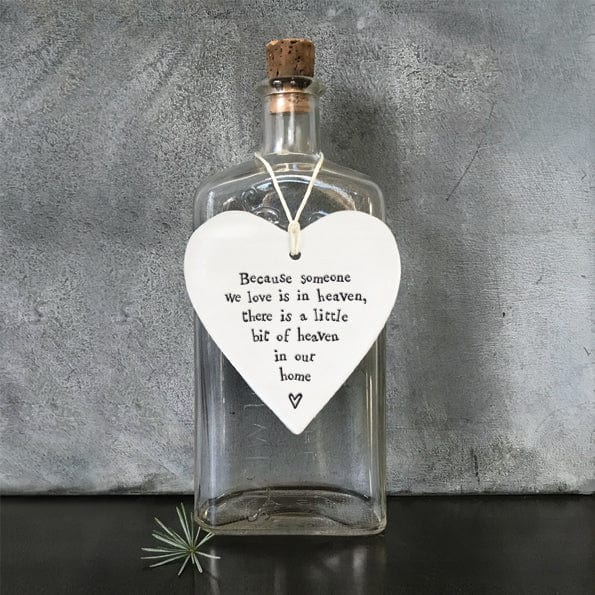ornament East of India "Because someone we love" Porcelain Heart Decoration