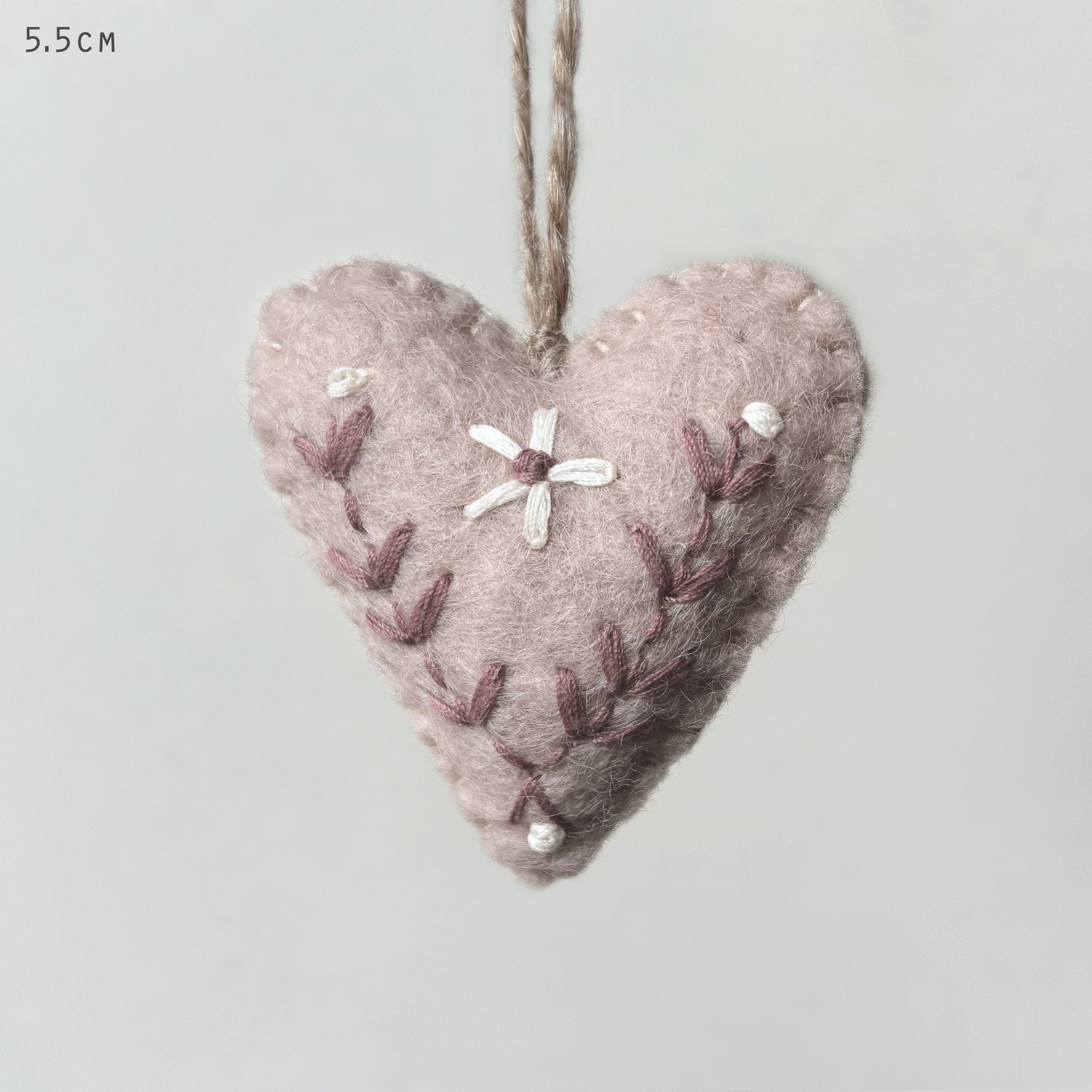 East of India Felt Embroidered Heart - Pale Pink easter decorations East of India Felt Embroidered Heart - Pale Pink