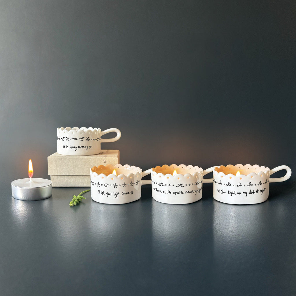 East of India Handled Scallop Tea Light Holder - Let your light shine tea light holder East of India Handled Scallop Tea Light Holder - Let your light shine