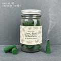 East of India Jar of Incense Cones - Lime, Basil & Mandarin incense East of India Jar of Incense Cones - Lime, Basil & Mandarin